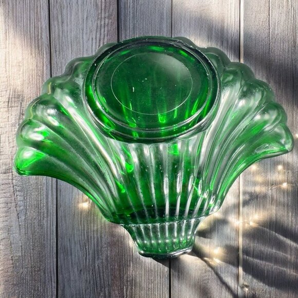 Anchor Hocking Shell Shaped Dish Bowl Dark Green Trinket Dish Holder Vintage - Picture 3 of 14